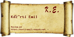 Kürti Emil névjegykártya